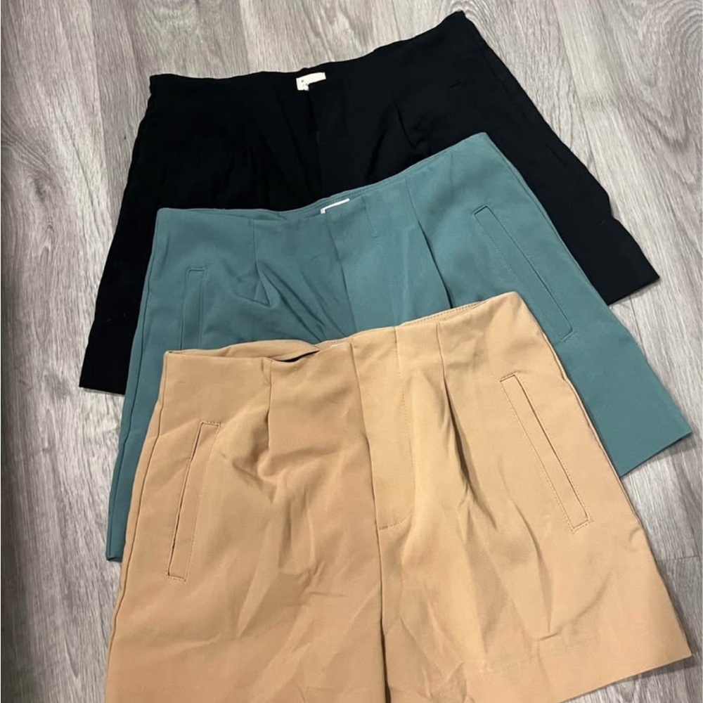 Stylish Black, Teal, and Tan Shorts Set
